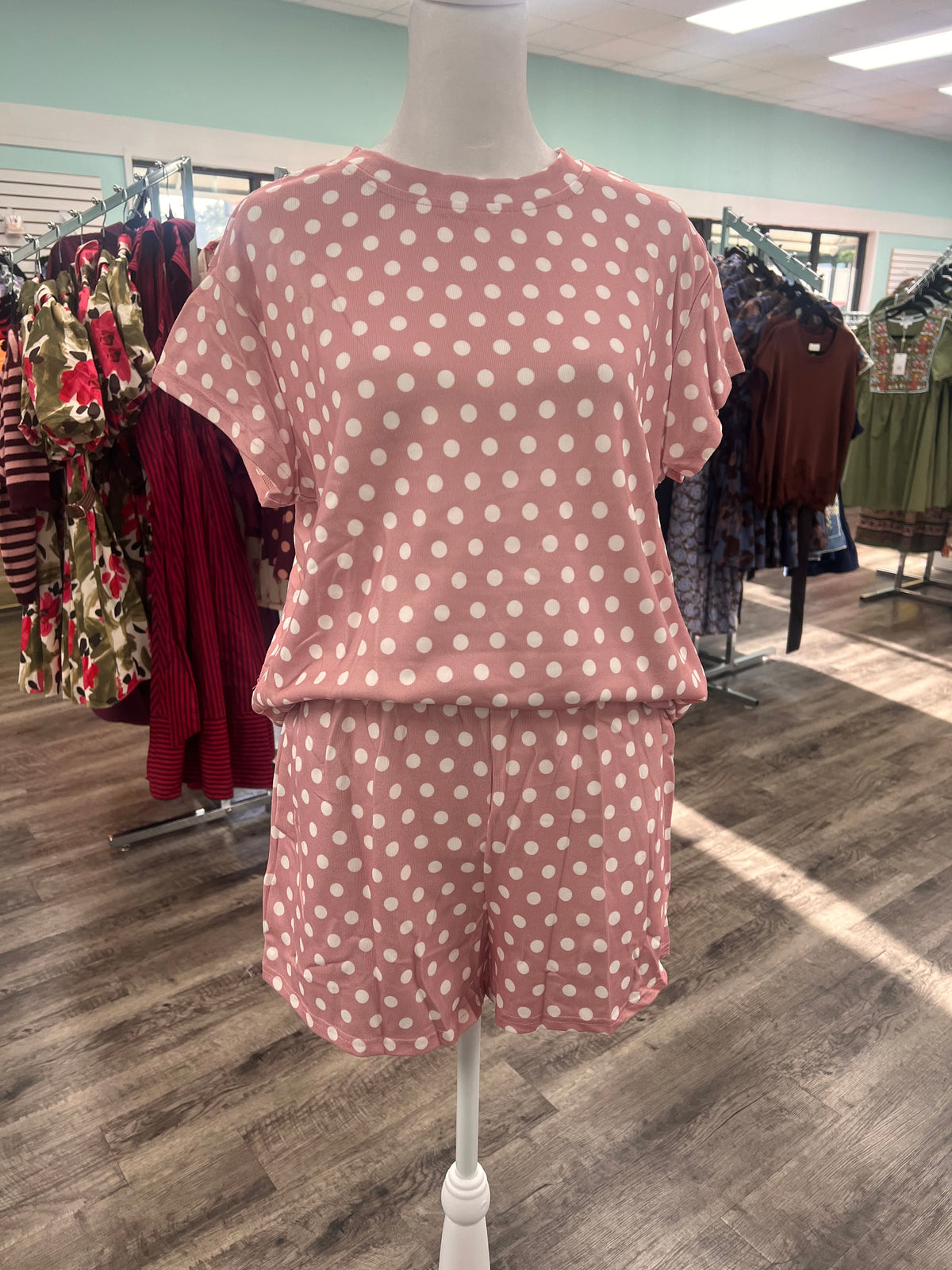 Barefoot Pink Polka Dot Short Set