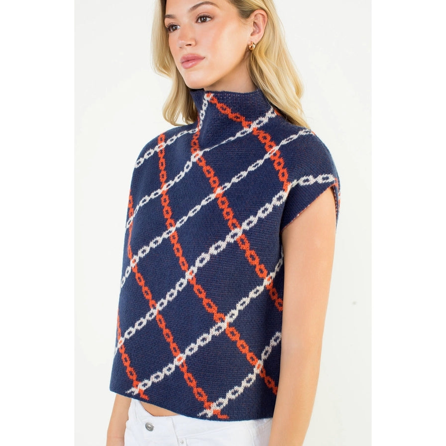 THML Sleeveless Chain Print Knit Top