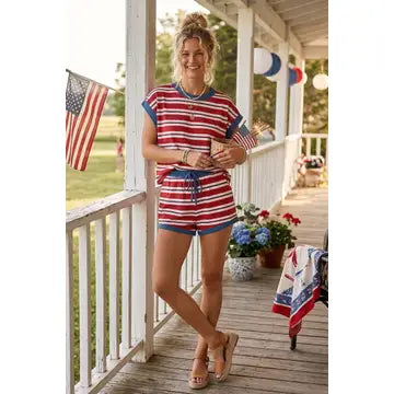 Red Americana Striped Lounge