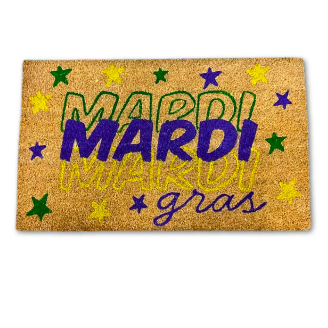 Purple, Green and Yellow Mardi Gras Coir Doormat (Each)