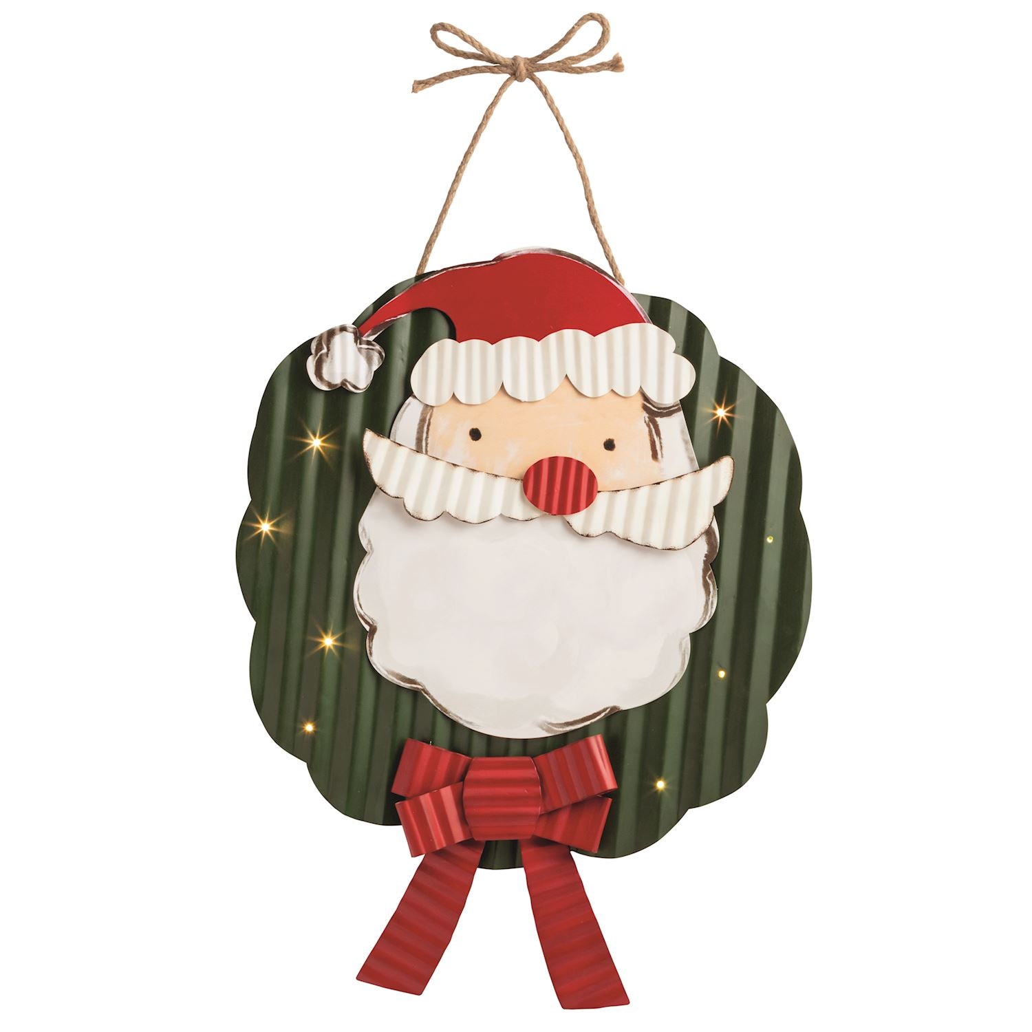 Mudpie- Light-Up Santa Wreath Door Hanger 