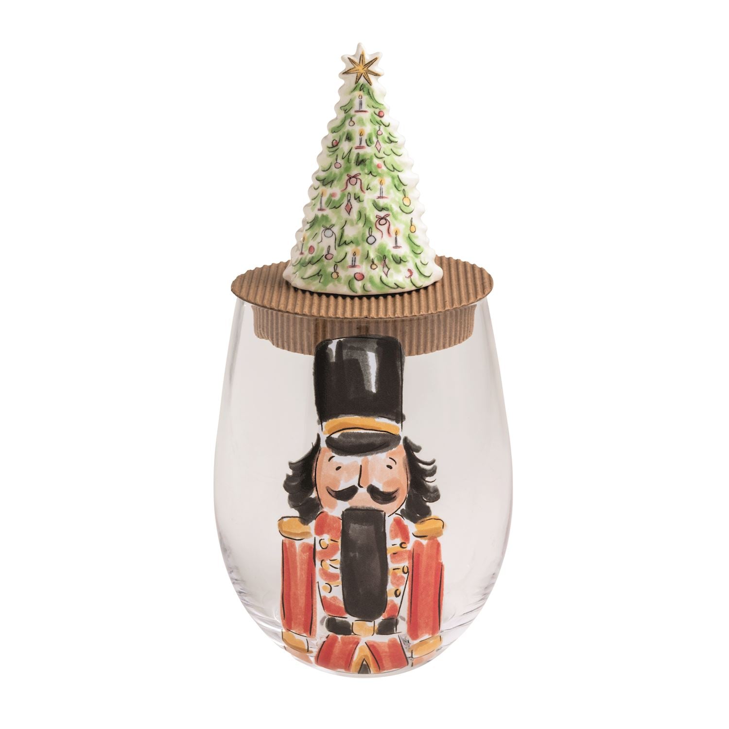 Mudpie- Nutcracker Wine Glass & Stopper Sets 