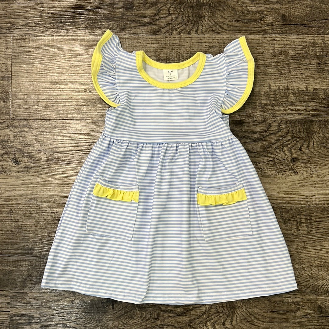 Barefoot- Blue & Yellow Dress W/ Pockets (Spring 2024)
