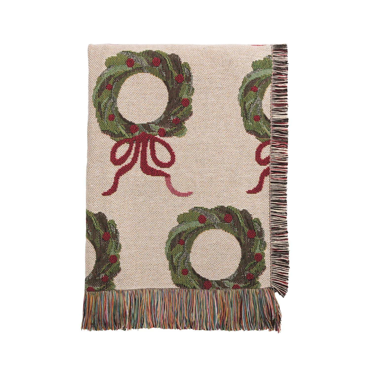 Mudpie- Wreath Jacquard Blanket 