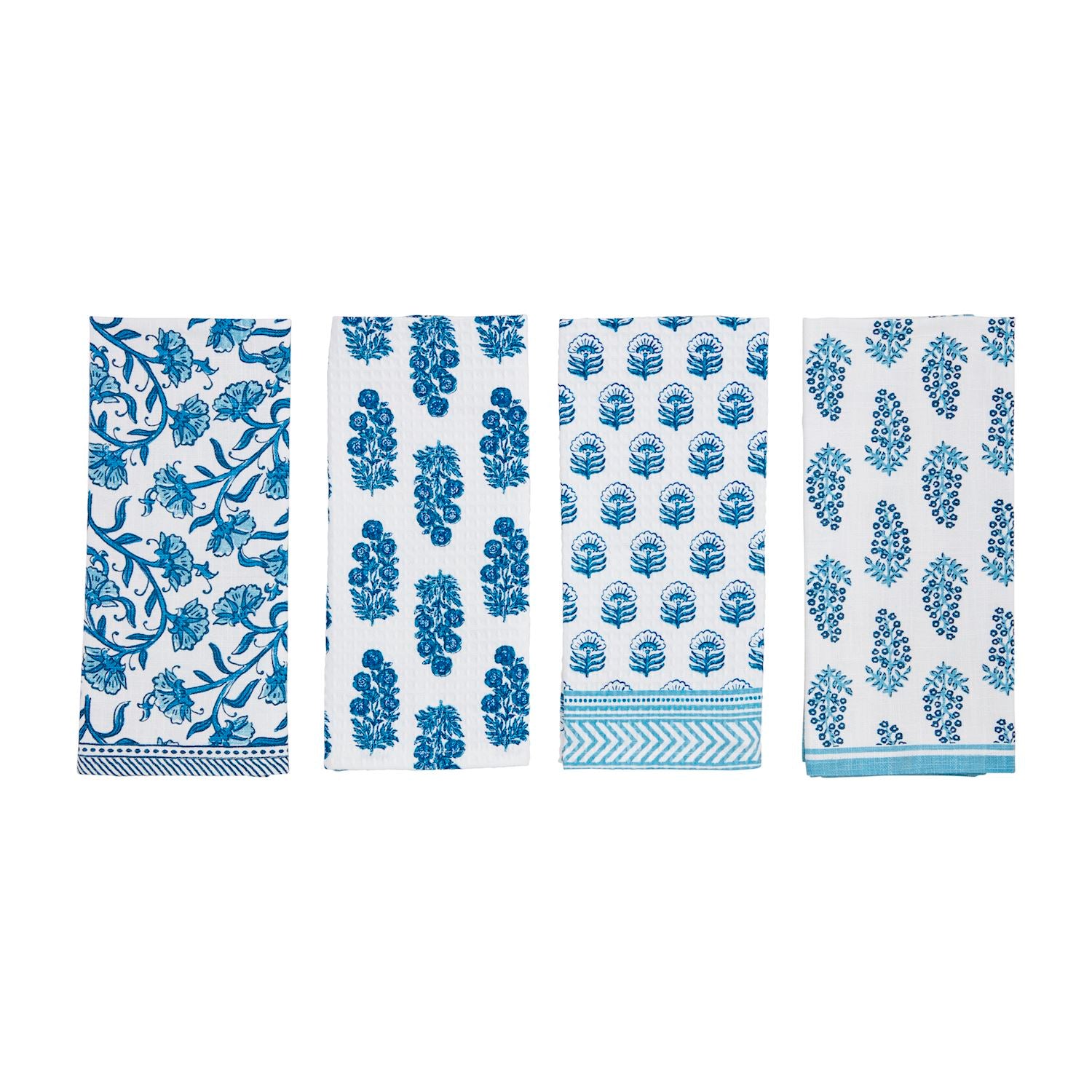 Mudpie- Blue Block Print Towels 