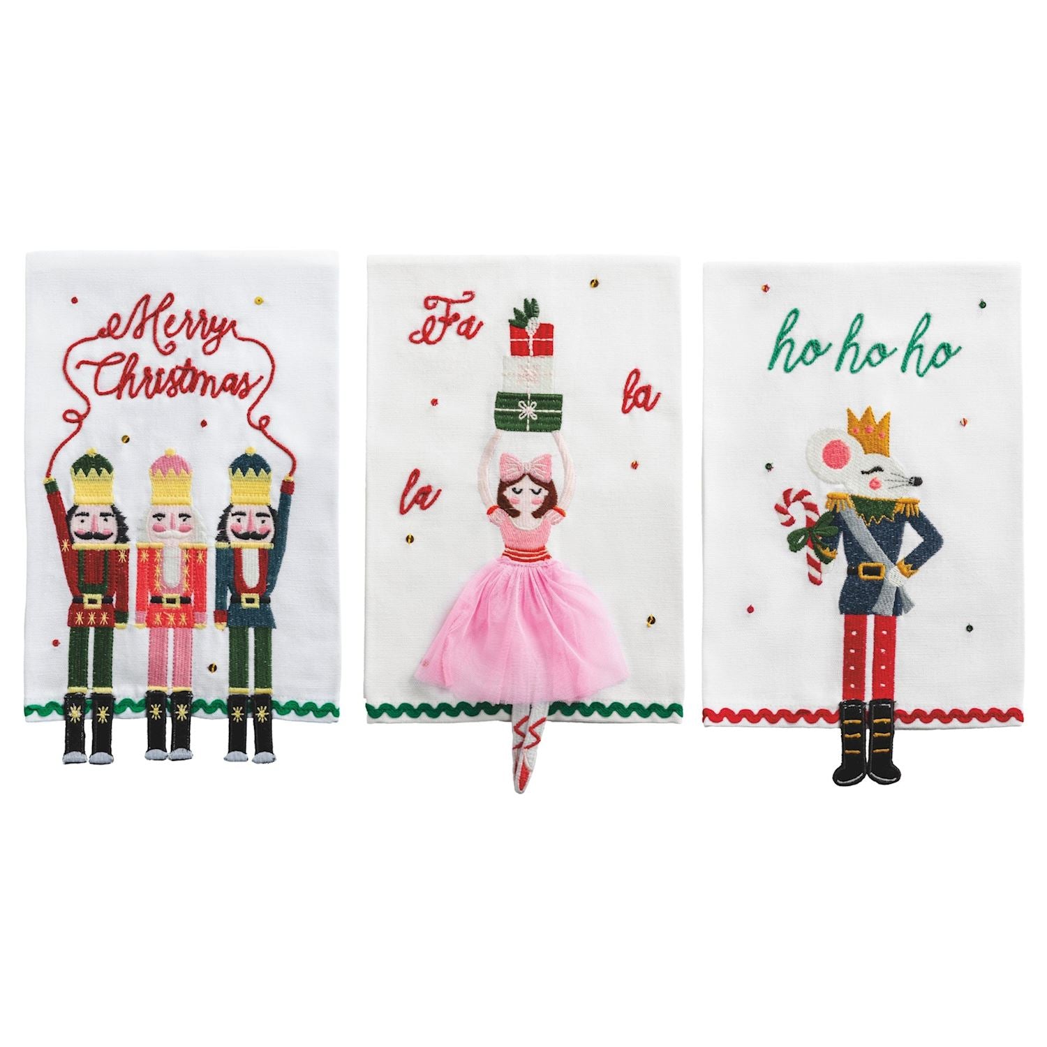 Mudpie- Dangle Embroidery Christmas Towel 