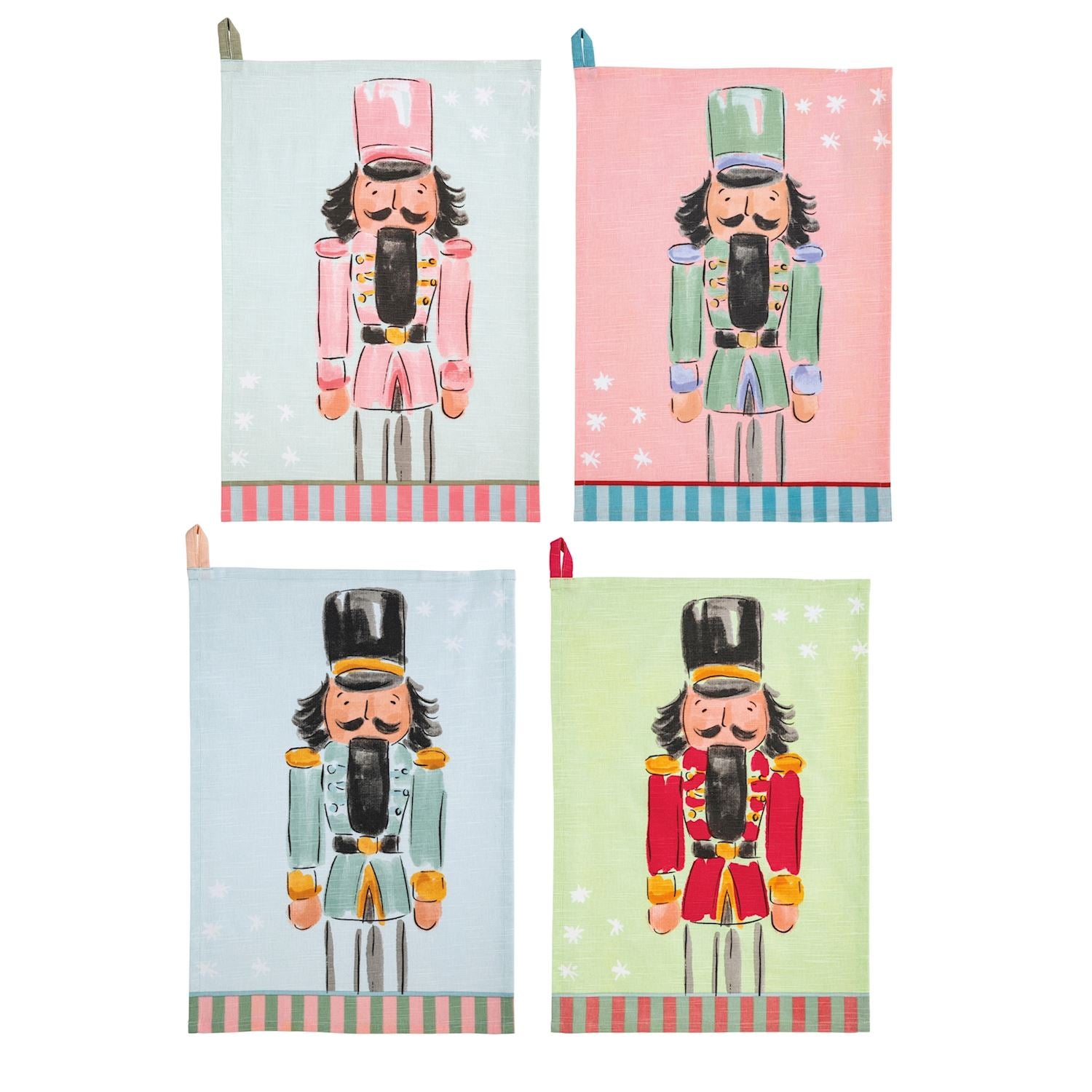 Mudpie- Nutcracker Stripe Hem Towels  