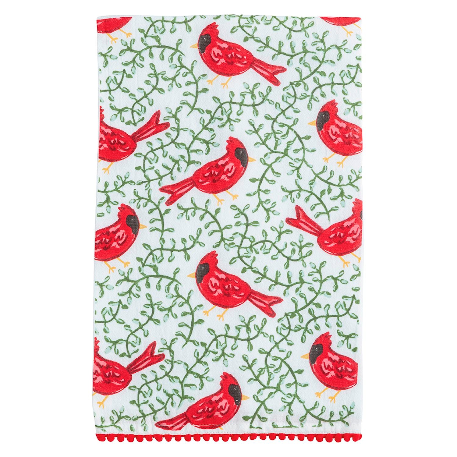 Mudpie- Cardinal Pom Towels 