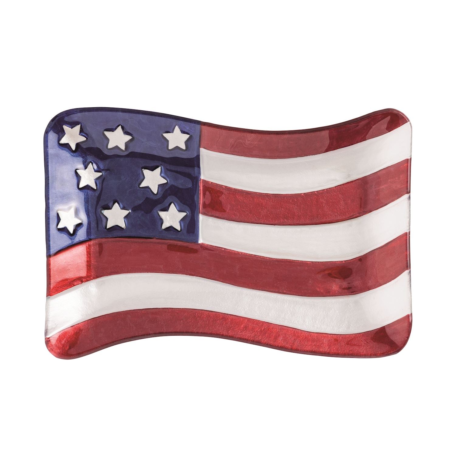 Mudpie- American Flag Glass Plate  