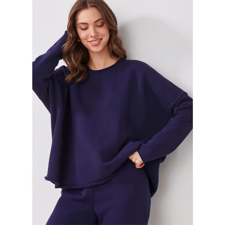 Charlie Paige Cotton French Fleece Pullover In Navy*COMING SOON*