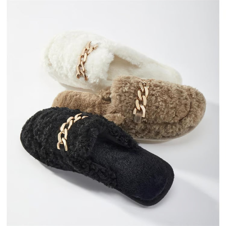 Charlie Paige Fuzzy Link Chain Slippers