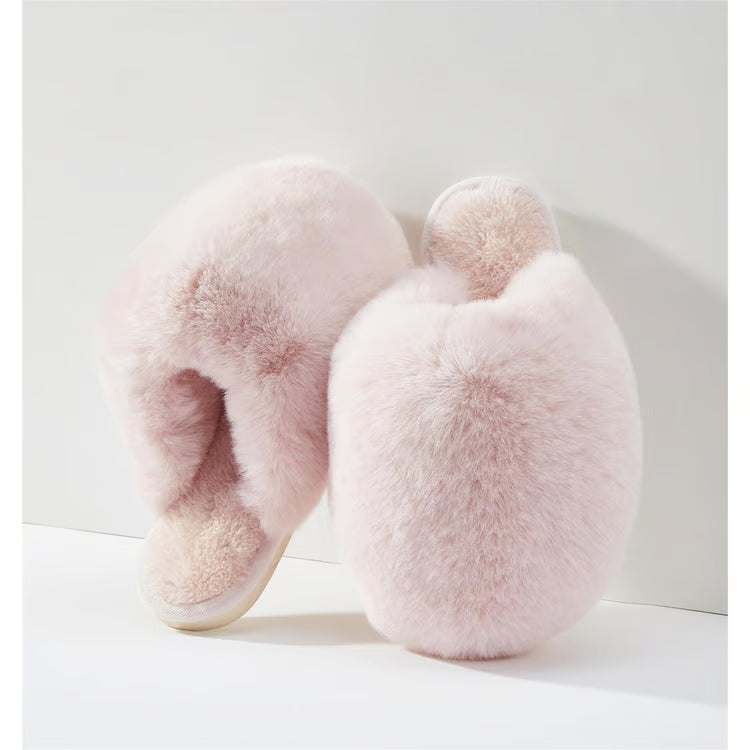 Charlie Faux Fur Bubble Slippers In Light Pink
