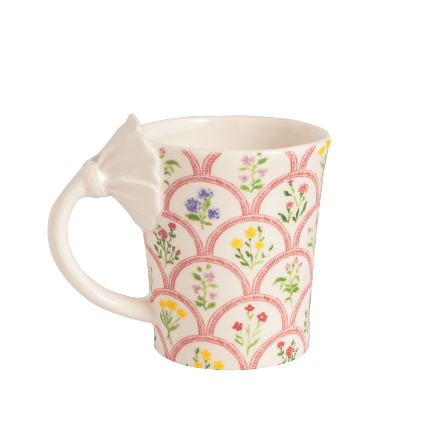Mudpie White Flower Handle Mug 