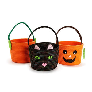 Hand-Crafted Halloween Basket with Handle and Appliqué Details