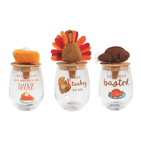 Mudpie- Thanksgiving Wine Glass & Stopper Sets #44600128