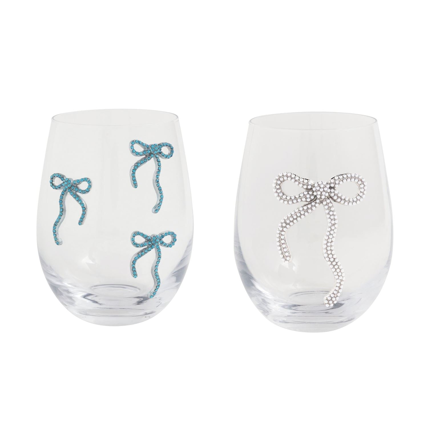 Mudpie- Beaded Bow Wine Glass 