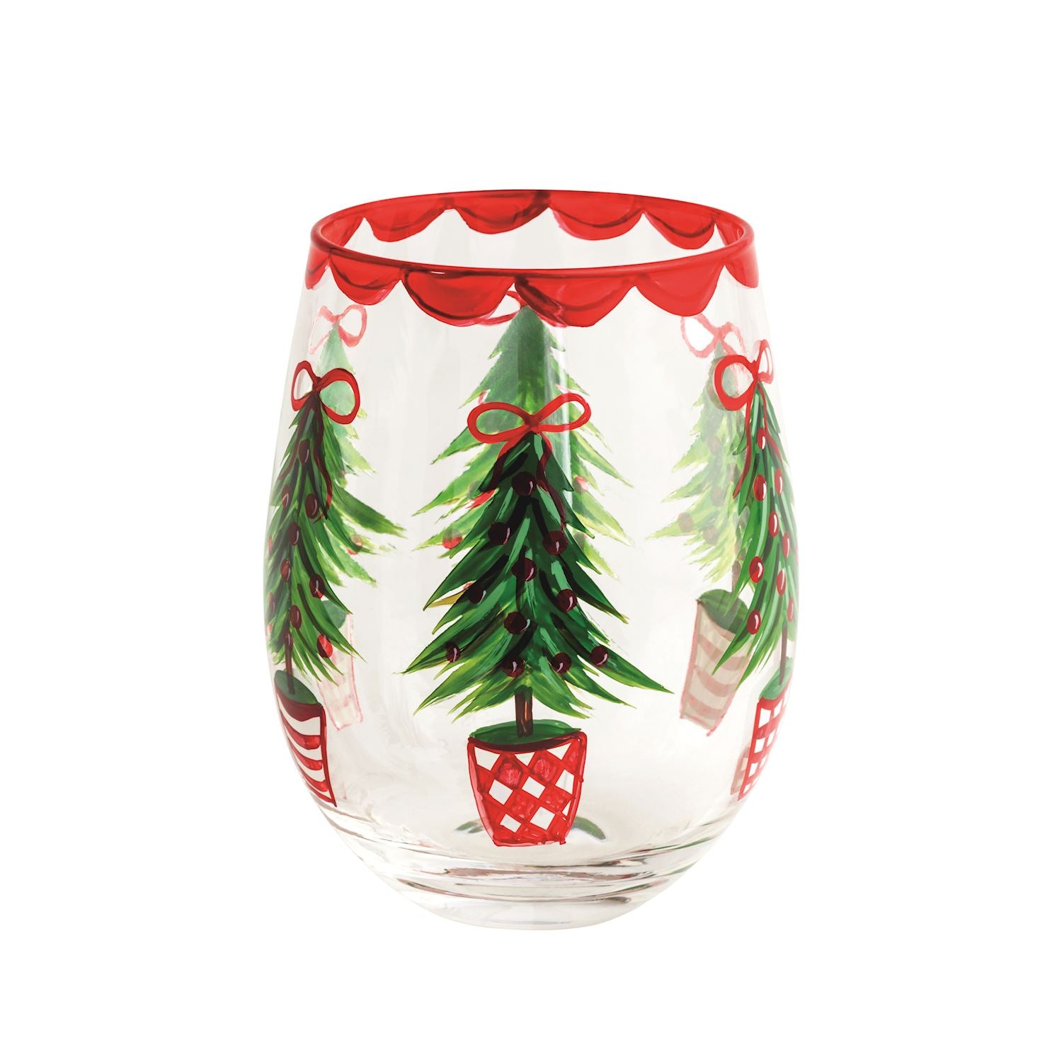 Mudpie- Christmas Painted Wine Glasses 