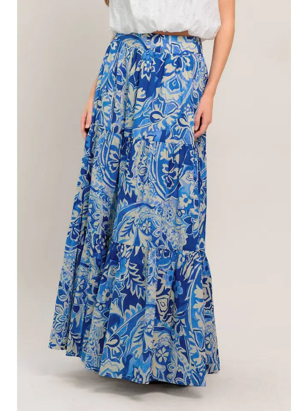 Flying Tomato A Floral Printed Woven Maxi Skirt