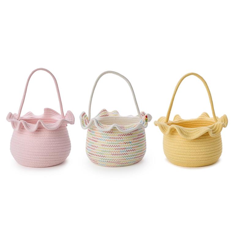 Ruffles Cotton Rope Basket with Handle
