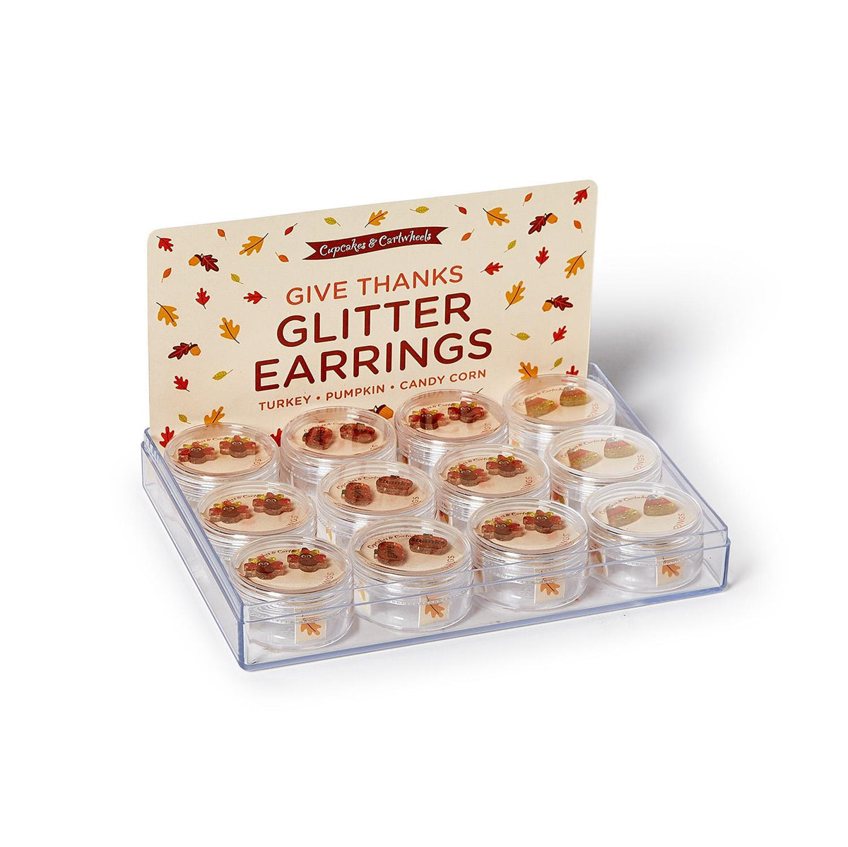 Two's Company Give Thanks Glitter Stud Earrings