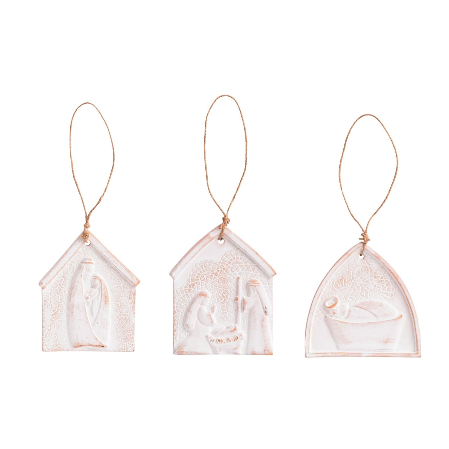 Mudpie- Nativity Lace Ornaments 