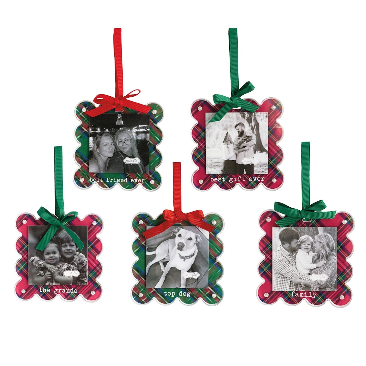 Mudpie- Tartan Photo Ornaments 