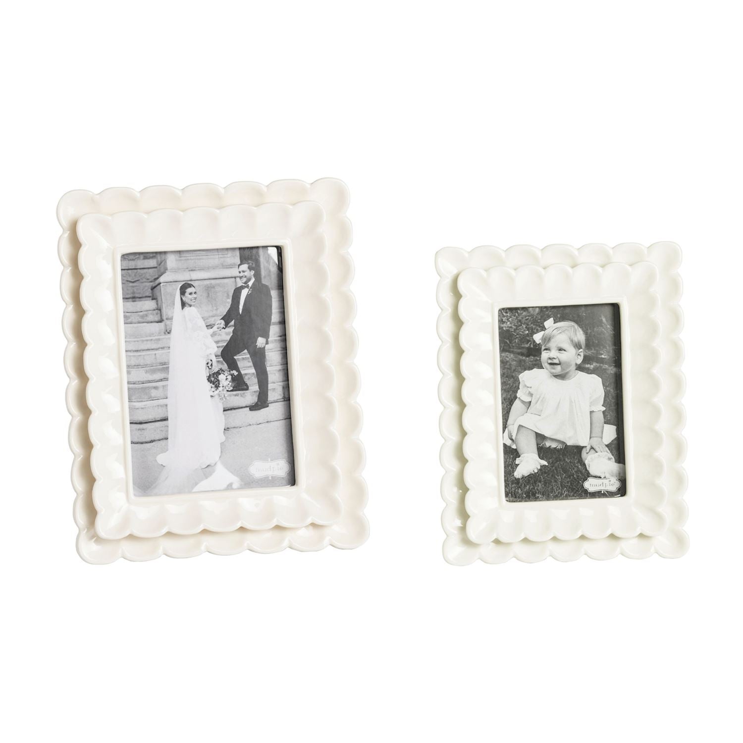 Mudpie- White Scalloped Frames 