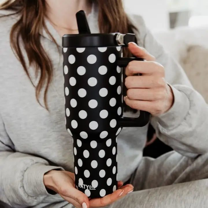 Katydid Black & White Polka Dots Tumbler