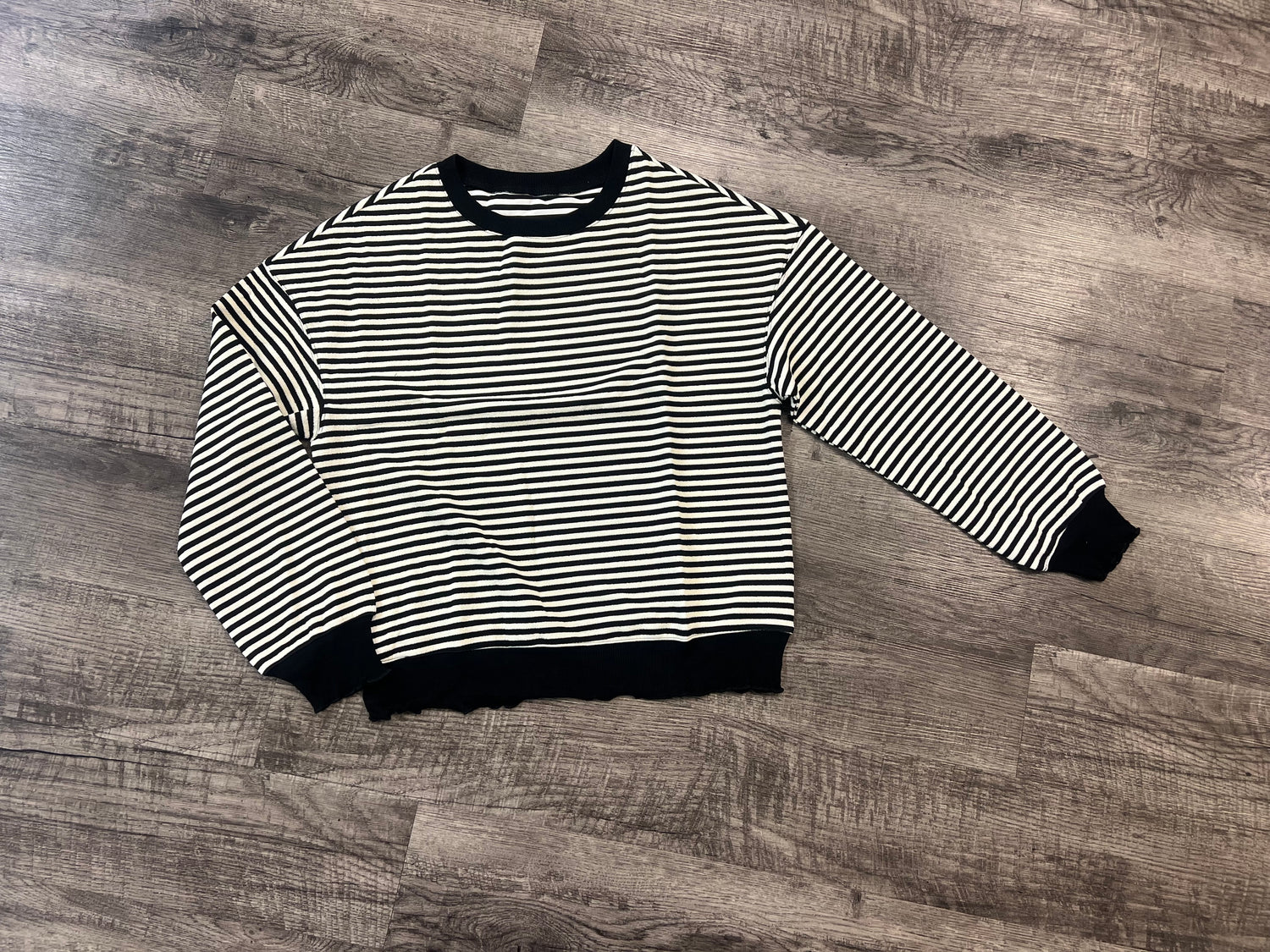 Barefoot Long Sleeve Black Stripe Top