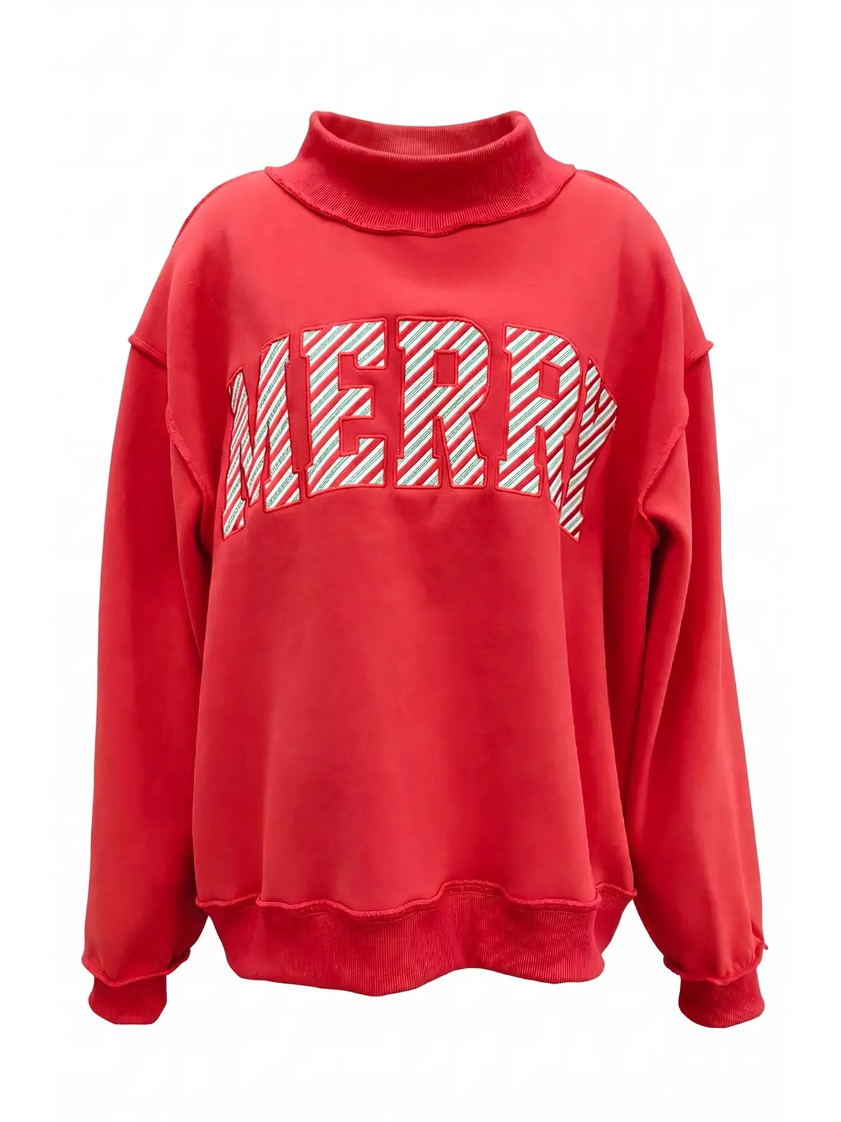 Bucketlist 'merry' Embroidered Mock Neck Sweatshirt