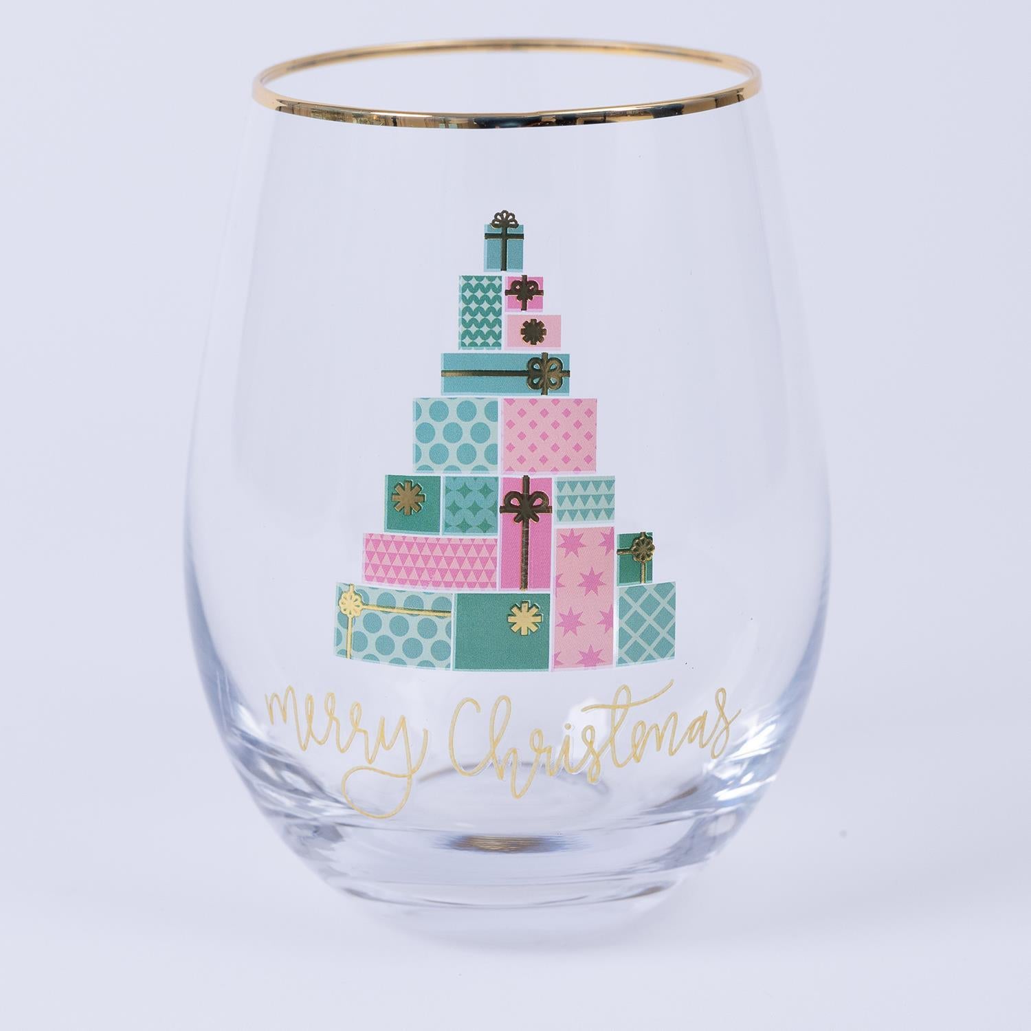 Mary Square Present Tree Wine Glass In Store Only