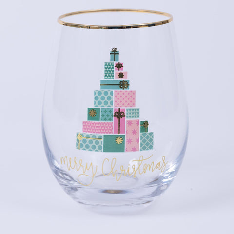 Mary Square Present Tree Wine Glass In Store Only