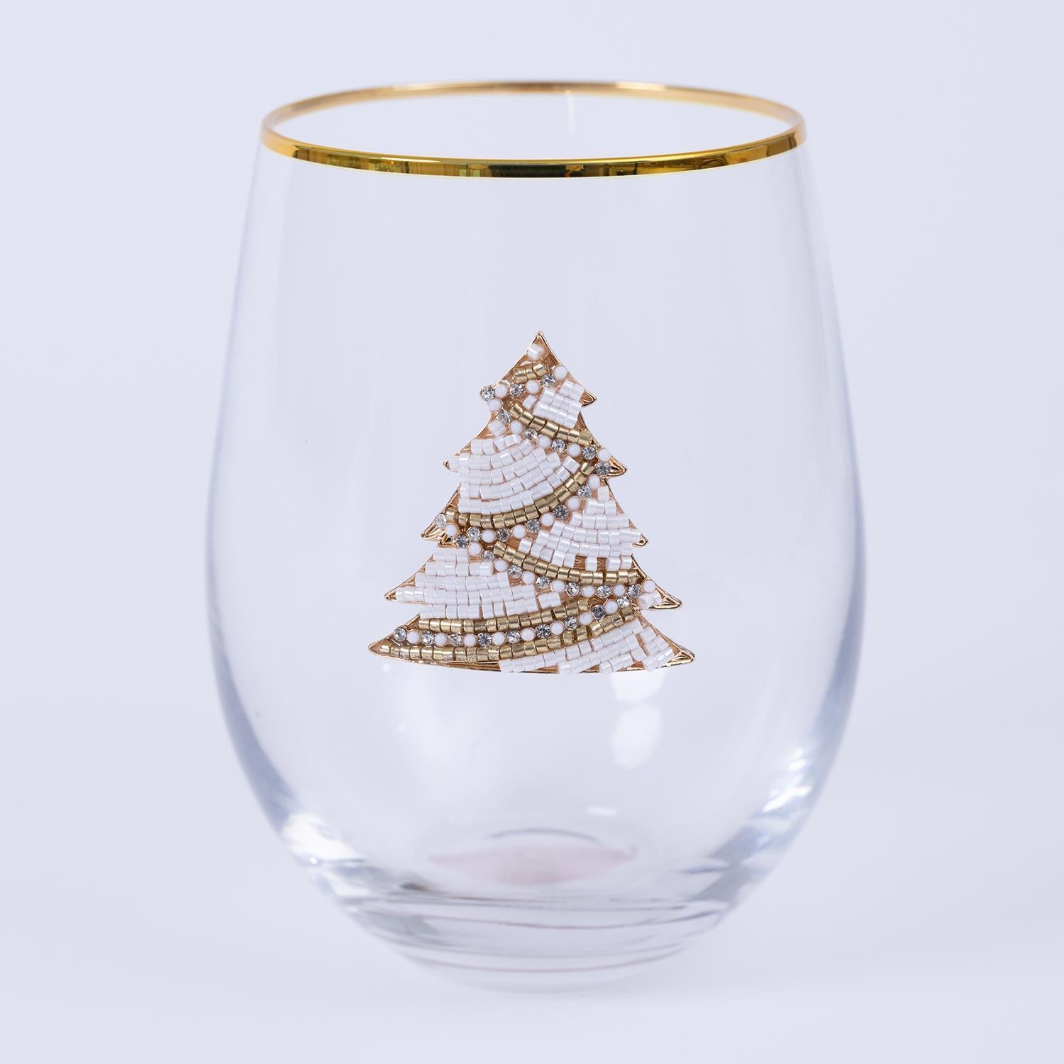 Mary Square Embellished Tree Wine Glass In Store Only