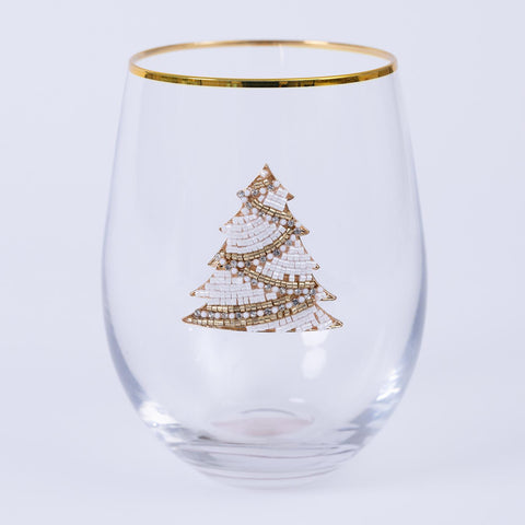 Mary Square Embellished Tree Wine Glass In Store Only