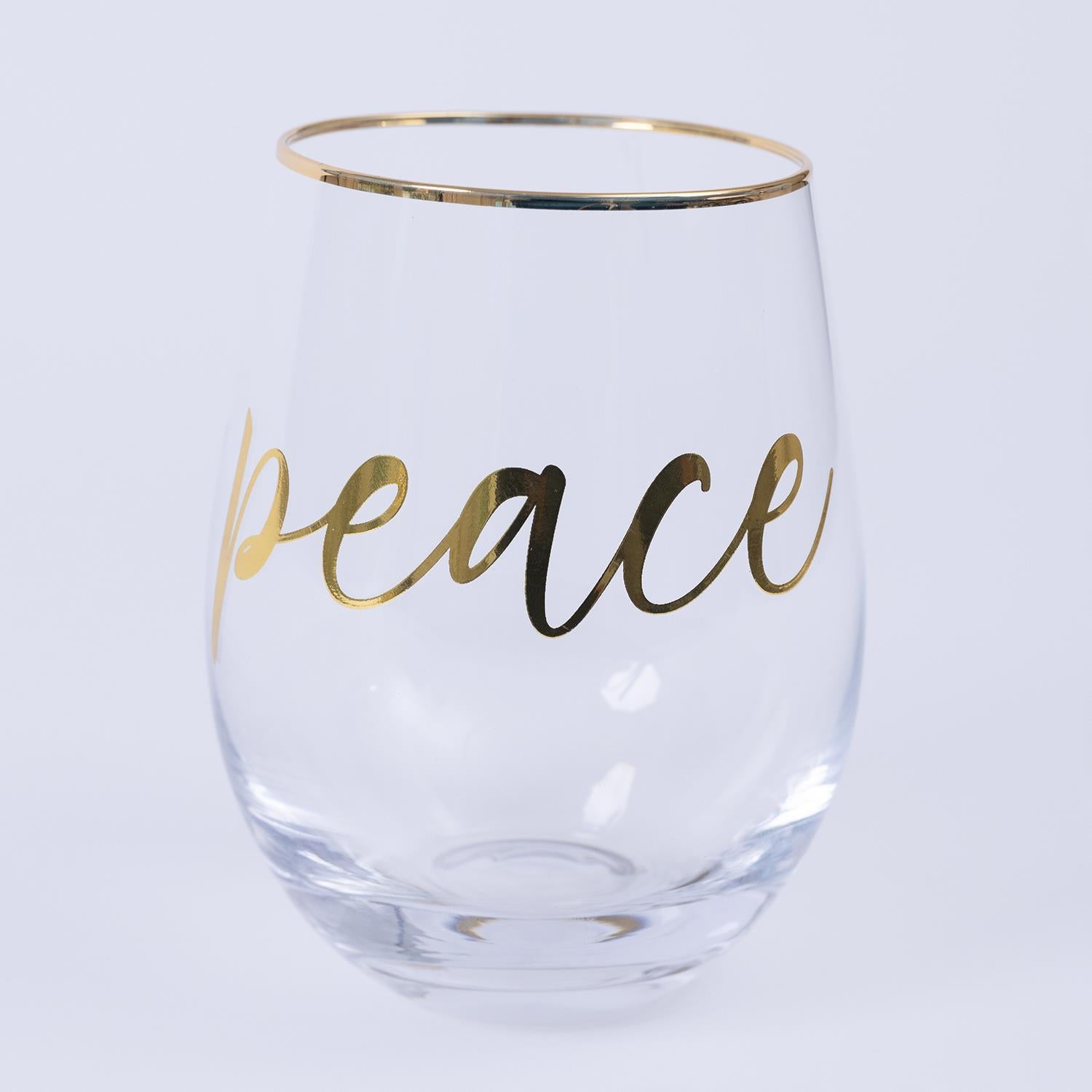 Mary Square Gold Peace Wine Glass In Store Only