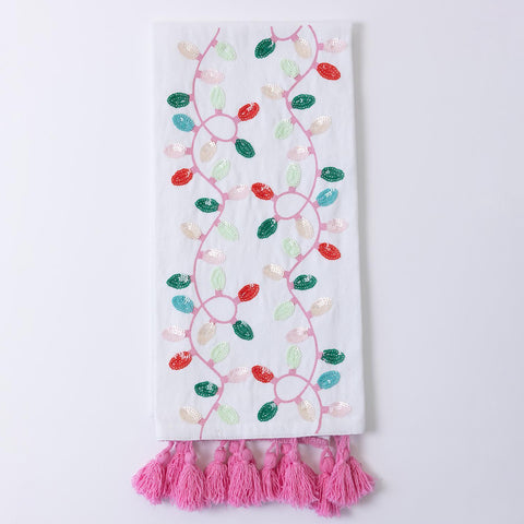 Mary Square Embellished Lights Tea Towel