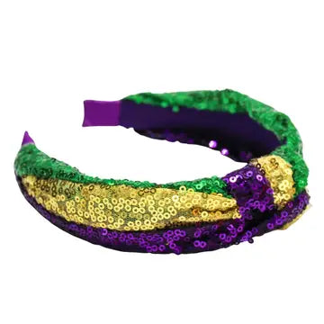 Purple, Green, and Gold Mardi Gras Sequin Headband