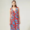 SC- Ohana Floral Bayla Deep V Maxi Dress Red-Blue