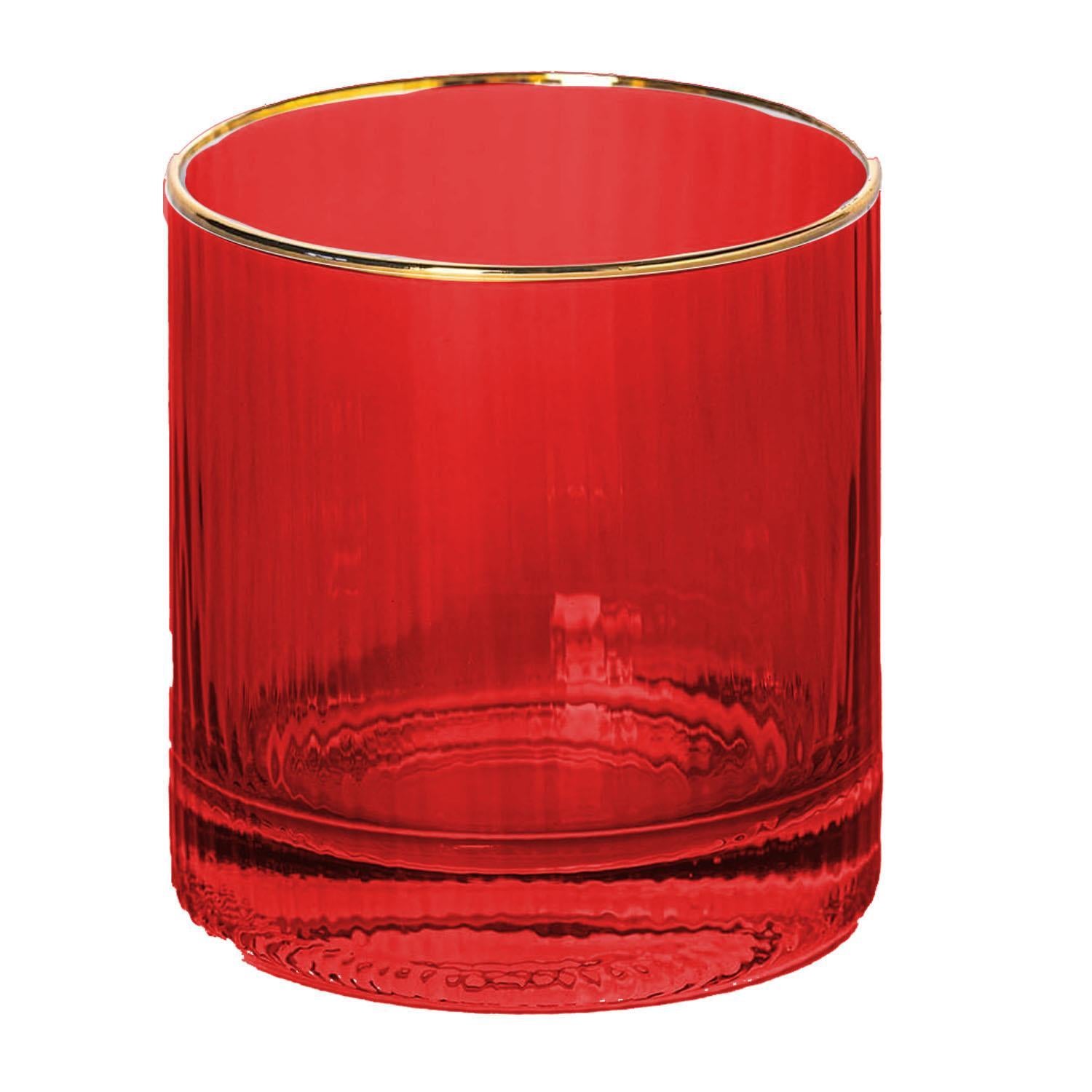 Mary Square Red Ribbed Cocktail Glass In Store Only
