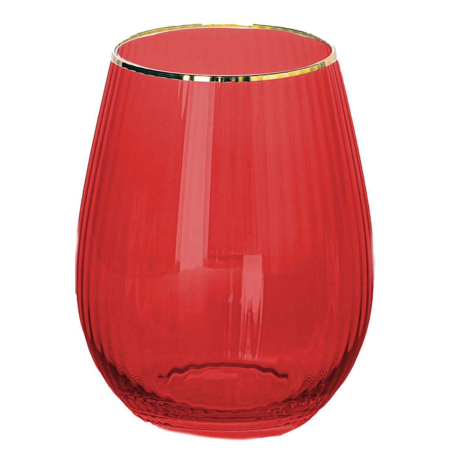 Mary Square Red Ribbed Wine Glass In Store Only