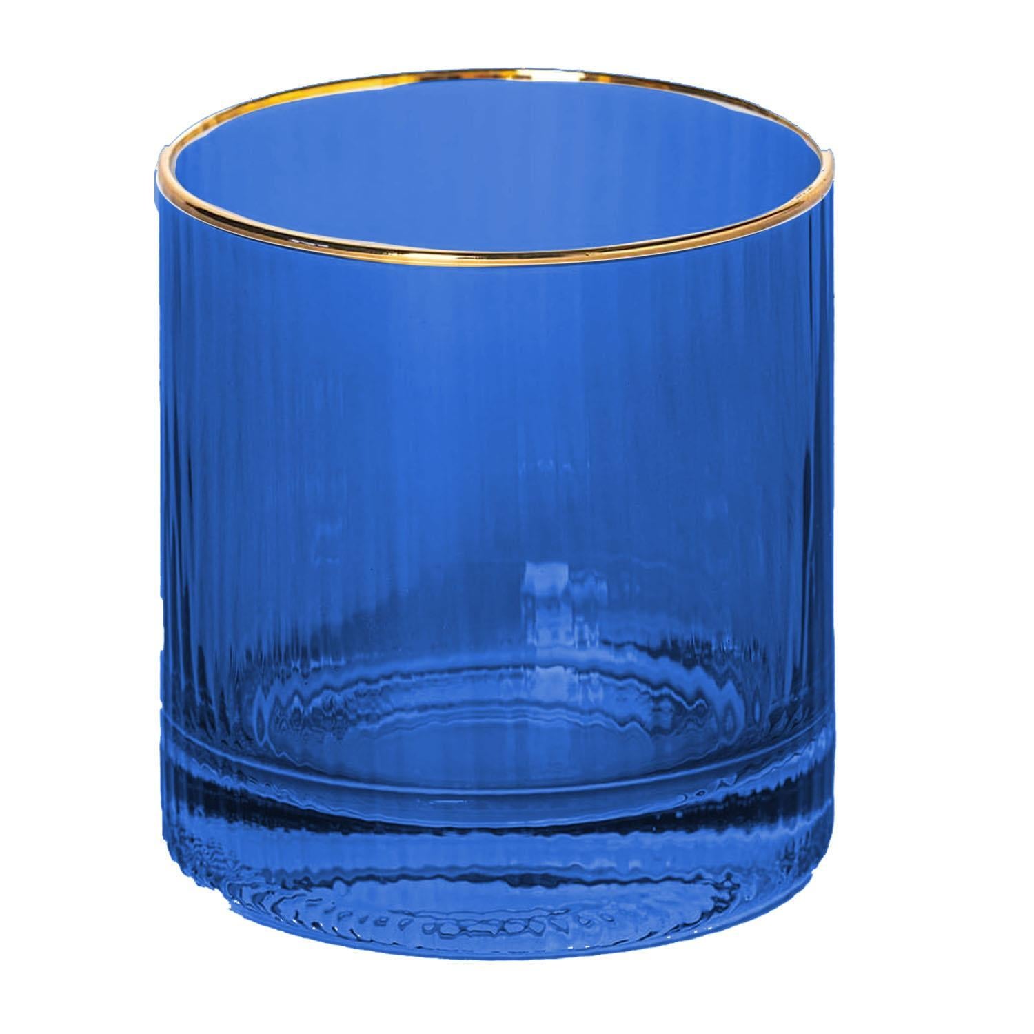 Mary Square Blue Ribbed Cocktail Glass In Store Only