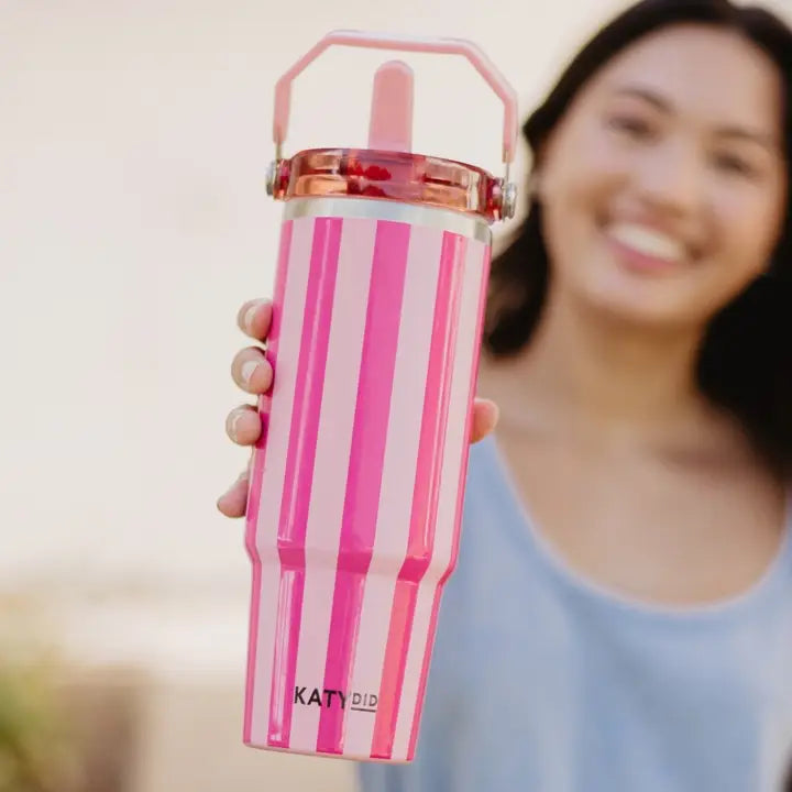 Katydid Pink and Hot Pink Striped 30 oz Cabana Tumbler