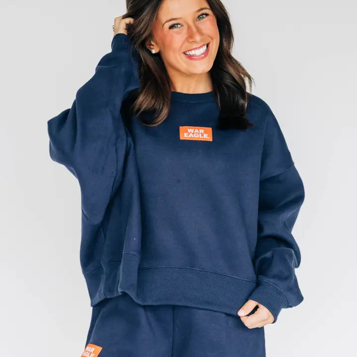 Crewneck Roll Tide Woven Label | Navy