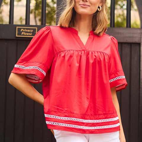 Mary Square Jasmine Top In Red