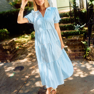 Mary Square Molly Lined Up Dress In Light Blue