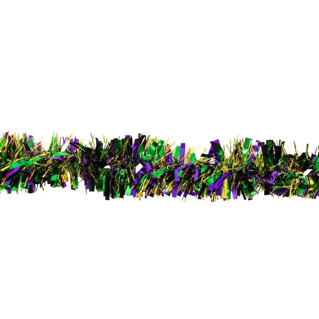 Purple Gold and Green Narrow & Wide Tinsel Garland 9' X 3" (Each)