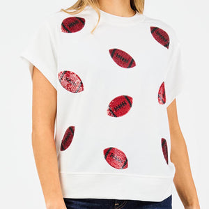 Mary Square Emily Football Top In Red