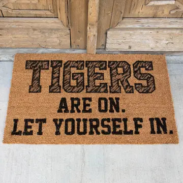 Tigers Are On Coir Doormat Natural/Black 30x18