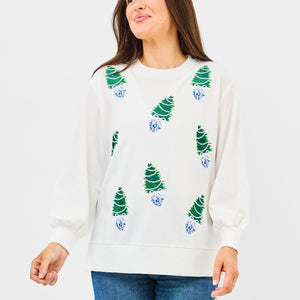 Mary Square Blue Trees Sweatshirt