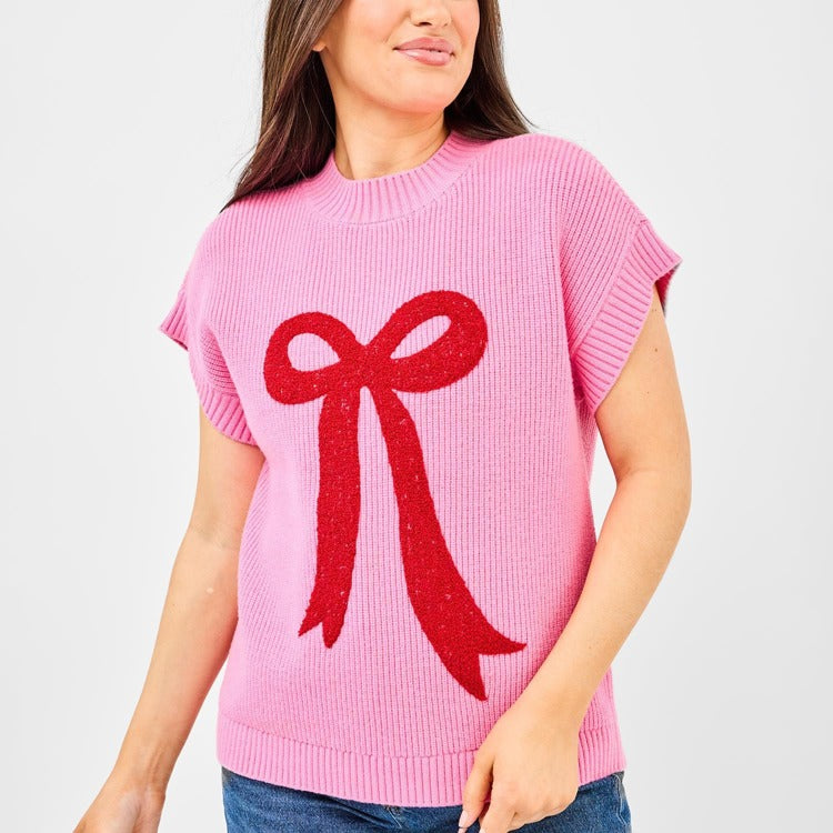 Mary Square Josie Boucle Bow Sweater